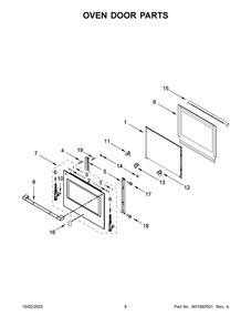 Oven Door Parts Diagram and Parts List for JJW3430LL01  Jenn-Air Wall Oven