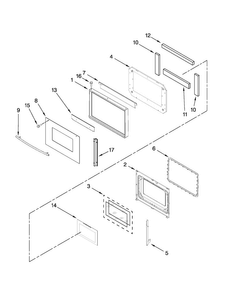 Upper Oven Door Parts Diagram and Parts List for JJW9430DDB13  Jenn-Air Wall Oven
