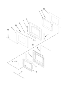 Lower Oven Door Parts Diagram and Parts List for JJW8630DDW30  Jenn-Air Wall Oven