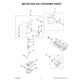 Motor And Ice Container Parts Diagram and Parts List for MSS25C4MGW07  Maytag Refrigerator