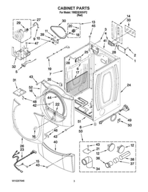 02 - Cabinet Parts Diagram and Parts List for YMEDE300VF2  Maytag Dryer