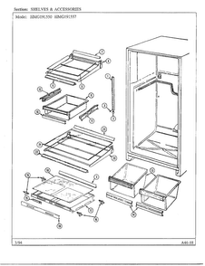 Shelves And Accessories Diagram and Parts List for 191550  Admiral Refrigerator