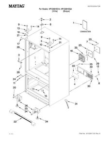 Cabinet Parts Diagram and Parts List for MFI2269VEW4  Maytag Refrigerator