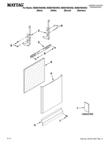 Door And Panel Parts Diagram and Parts List for MDB6709AWW3  Maytag Dishwasher