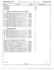 Freezer Dr/wheels/leveler/screws Page 3 Diagram and Parts List for 2484-42A  Admiral Refrigerator