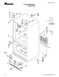 Cabinet Parts Diagram and Parts List for AFF2534FES8  Amana Refrigerator