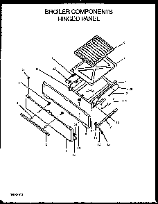 Broiler Components Hinged Panel Diagram and Parts List for SBK29FA P1142362NL Amana Range