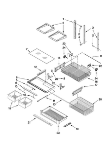 Shelf Parts Diagram and Parts List for 5GBR22PRYA0  Maytag Refrigerator