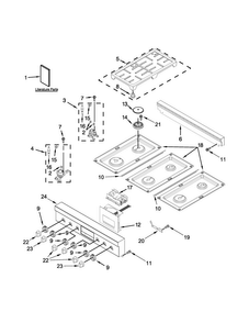 Cooktop, Burner And Grate Parts Diagram and Parts List for JDRP436WP02  Jenn-Air Range