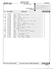 Backguard Page 2 Diagram and Parts List for 6368A REV A Norge Washer