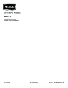 Cover Sheet Diagram and Parts List for MVWB725BG0  Maytag Washer