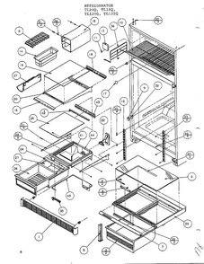 Cabinet Shelving Diagram and Parts List for TL120Q  Amana Refrigerator