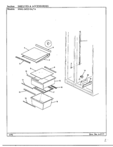 Shelves And Accessories Diagram and Parts List for 24522-7A  Admiral Refrigerator