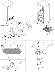 Evaporator Area & Rollers Diagram and Parts List for ABD2533DEB2  Amana Refrigerator