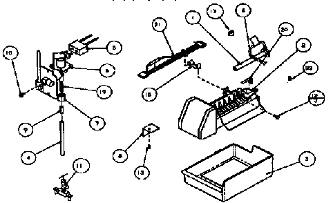 Add-on Ice Maker Assembly Diagram and Parts List for TX22R-P1157704W  Amana Refrigerator