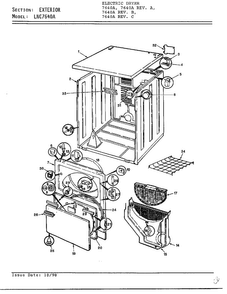 Exterior Diagram and Parts List for 7640A REV D Norge Dryer