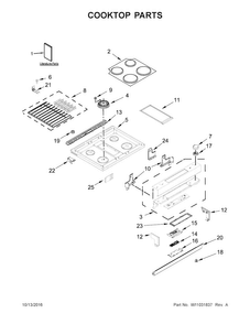 Part Location Diagram of W10557750 Whirlpool Range Control Panel End Cap, Left (Black)