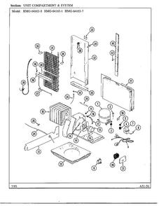 Unit Compartment And System Diagram and Parts List for 64163-0A  Admiral Refrigerator