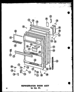 Refrigerator Door Assy 16 Cu. Ft. Diagram and Parts List for T16J-P60236-9W  Amana Refrigerator