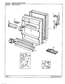 Fresh Food Door Diagram and Parts List for 19514-0A  Admiral Refrigerator