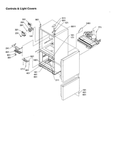 Controls And Light Covers Diagram and Parts List for BC21V1C-P1325022WC  Amana Refrigerator