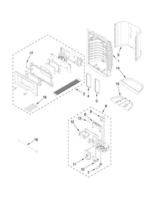 Dispenser Front Parts Diagram and Parts List for MFT2771WEM0  Maytag Refrigerator