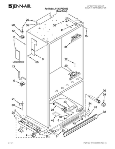 Cabinet Parts Diagram and Parts List for JF42NXFXDW02  Jenn-Air Refrigerator