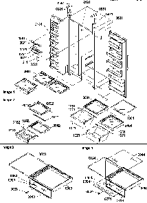 Refrigerator/freezer Shelves, Lights, And Hinges Diagram and Parts List for SX22SW-P1190210WW  Amana Refrigerator