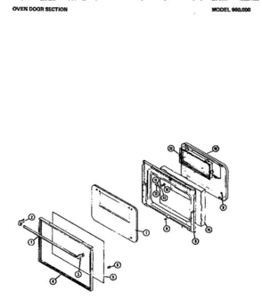 04 - Oven Door Section Diagram and Parts List for 980000  Litton Range