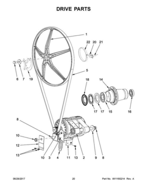 11 - Drive Parts Diagram and Parts List for MXR25PDAAS  Maytag Washer