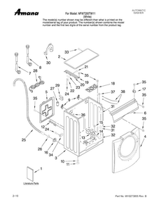 Top And Cabinet Parts Diagram and Parts List for NFW7200TW11  Amana Washer