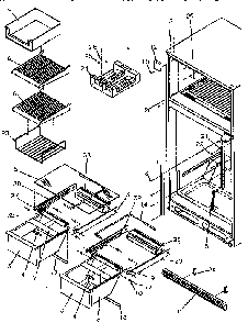 Cabinet Shelving Diagram and Parts List for TR21S4E-P1196103WE  Amana Refrigerator