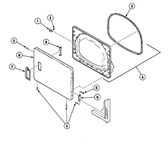 Door Assy Diagram and Parts List for SSE907LF1500  Speed Queen Dryer