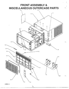Front Assembly/ Outercase Parts Diagram and Parts List for 5787  Amana Air Conditioner