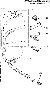 Attachment Parts Diagram and Parts List for 1162098181  Kenmore Canister Vacuum