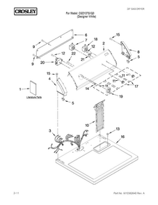 Top And Console Parts Diagram and Parts List for CGD137SXQ0  Crosley Dryer