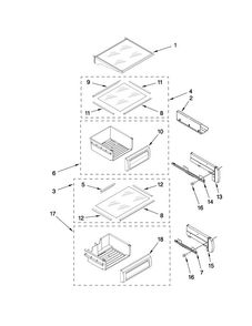Refrigerator Shelf Parts Diagram and Parts List for JS48CXDBDB01  Jenn-Air Refrigerator