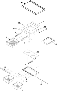 Refrigerator Shelving Diagram and Parts List for ABB1921FEB0  Amana Refrigerator