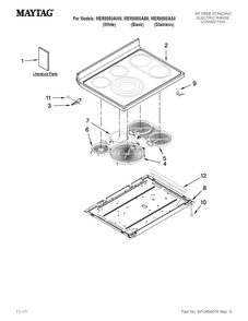 Cooktop Parts Diagram and Parts List for MER8880AW0  Maytag Range