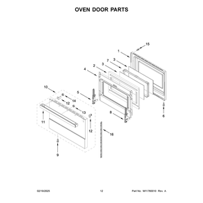 Oven Door Parts Diagram and Parts List for JPIFC730RM00  Jenn-Air Range