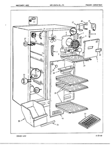 Freezer Compartment Assembly Diagram and Parts List for 22474A  Admiral Refrigerator