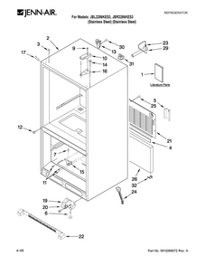 Cabinet Parts Diagram and Parts List for JBL2286KES3  Jenn-Air Refrigerator