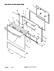 Oven Door And Decorative Panel Diagram and Parts List for ARR6102W-P1143605NW  Amana Range