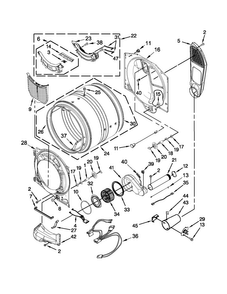 Bulkhead Parts Diagram and Parts List for MGD3000BW1  Maytag Dryer