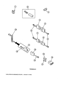 Part Location Diagram of 00127 Whirlpool TERMINAL PIN1/8 MALE