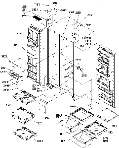 Refrigerator/freezer Shelves, Light, And Hinges Diagram and Parts List for SRDE520TBW-P1312402WW  Amana Refrigerator