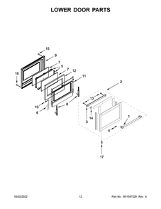 Lower Door Parts Diagram and Parts List for MET8800FZ05  Maytag Range