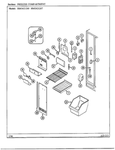 Freezer Compartment Diagram and Parts List for 621260  Admiral Refrigerator