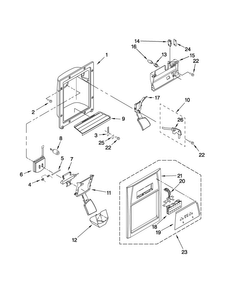 Dispenser Front Parts Diagram and Parts List for MSD2550VEU01  Maytag Refrigerator