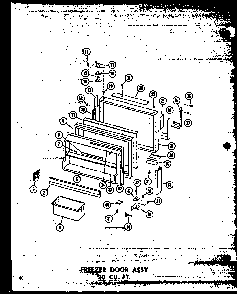 Freezer Door Assy 20 Cu. Ft. Diagram and Parts List for T16W-P60303-53W  Amana Refrigerator